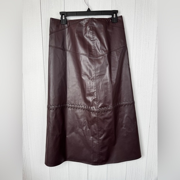Zara Dark Brown A-Line Faux Leather Skirt - Picture 2 of 7